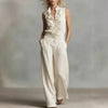 Sleeveless Linen Blend Matching Pant Set