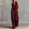 Sleeveless Linen Blend Matching Pant Set